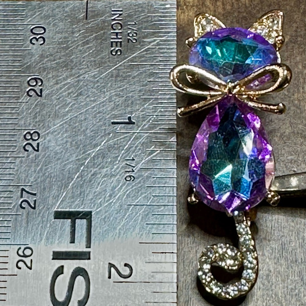 NWOT - Elegant Rhinestone Cat Brooch - Picture 5 of 6